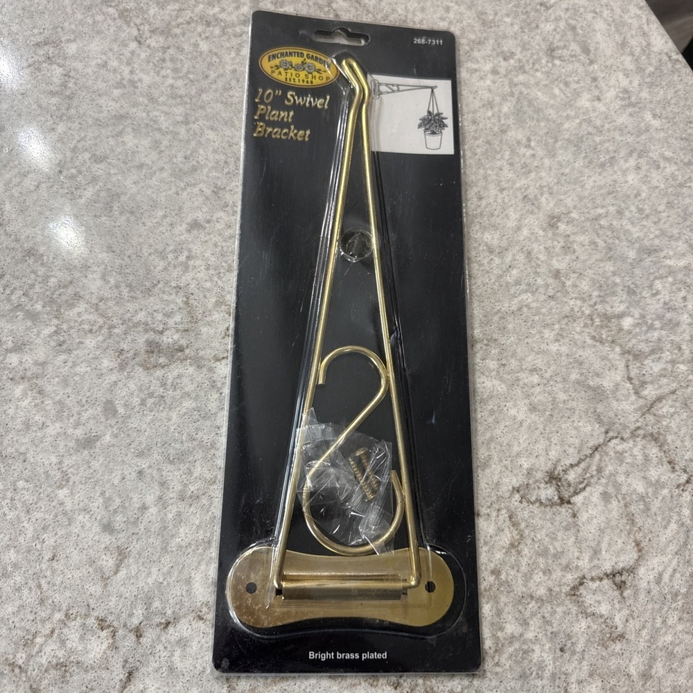 Vintage Swivel Brass Plated Plant Bracket Hanger New NOS 10 Inch Garden Flowers